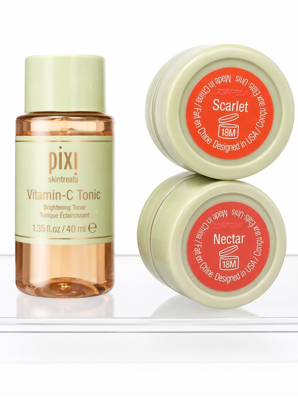 PIXI Vitamin-C Tonic Brightening Toner and Two Lip Balms Scarlet & Nectar Bundle